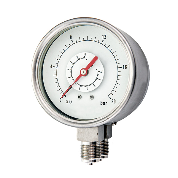 100mm bottom special manometer pressure  gauge two connections OKT-75