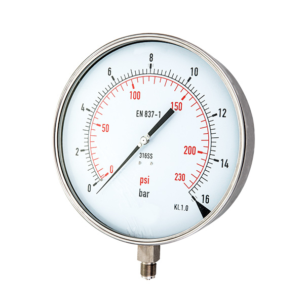 200mm  radial laser welding type stainless steel WIK type pressure gauge OKT-24