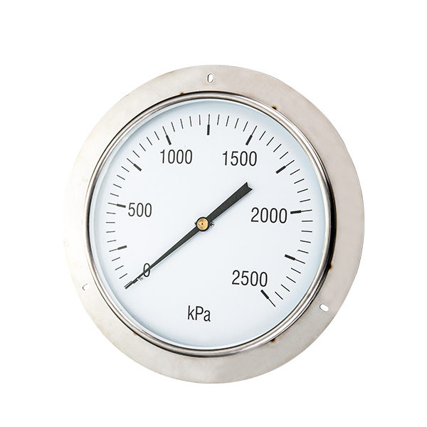 250mm back brass connection glycerin filled pressure gauge with flange OKT-66