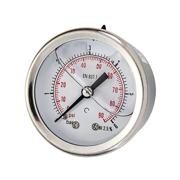 40mm axial brass connection glycerin filled pressure gauge one piece type OKT-5