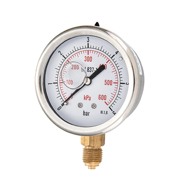 63mm bottom brass connection glycerin filled pressure gauge two pieces type OKT-7