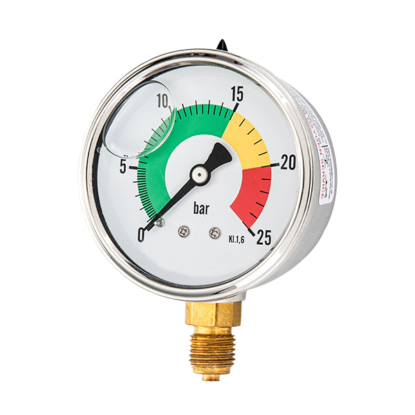 63mm bottom brass connection glycerin filled pressure gauge one piece type OKT-12