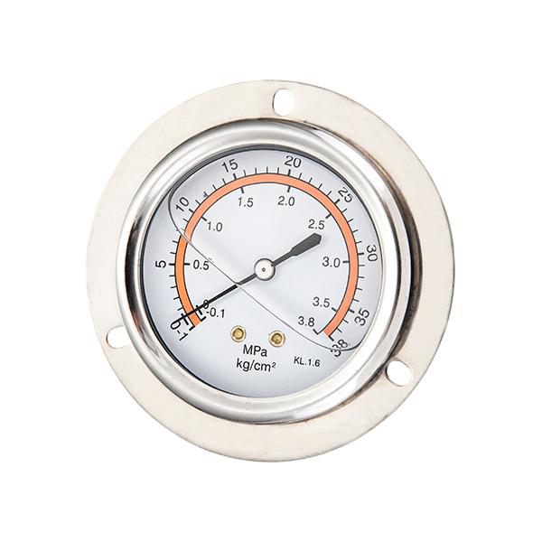 63mm back brass connection glycerin filled pressure gauge with flange OKT-13