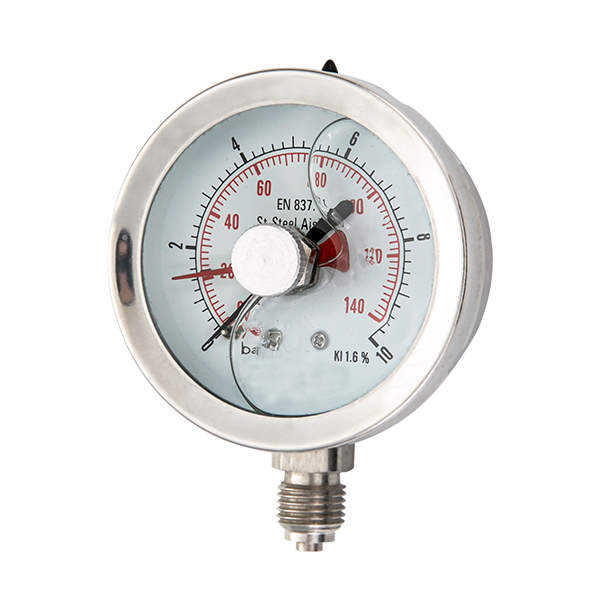 63mm stainless steel connection glycerin filled pressure gauge with  red mark adjustable pointer OKT-9