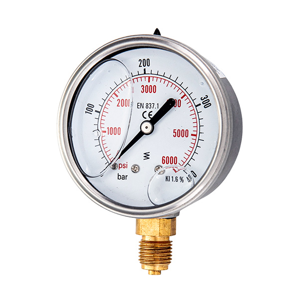 63mm bottom brass connection glycerin filled pressure gauge one piece type OKT-10