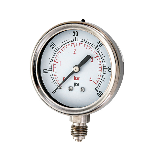 63mm bottom brass connection glycerin filled pressure gauge all stainless steel OKT-62