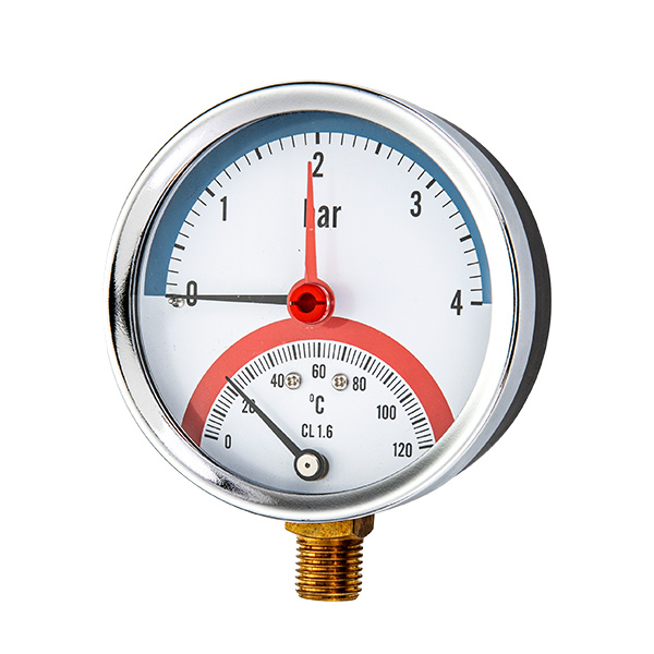 80mm bottom  mounting thermo-manometer with red mark adjustable pointer OKT-84